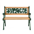Dwuosobowa ławka ogrodowa z litego drewna i żeliwa Brązowa/Ciemnozielona 122 x 62 x 81 cm