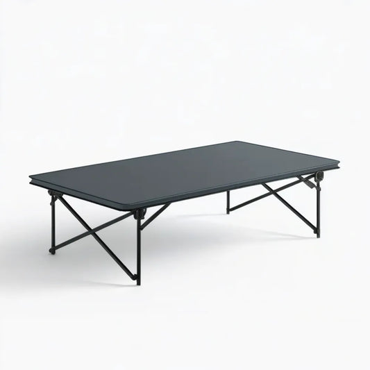 Składany prostokątny stół ogrodowy z aluminiowym blatem, czarny, 180 x 70 x 74 cm