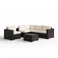 Ogrodowy zestaw wypoczynkowy z technorattanu PE, czarno-kremowy, sofa 181 × 70 × 66 cm
