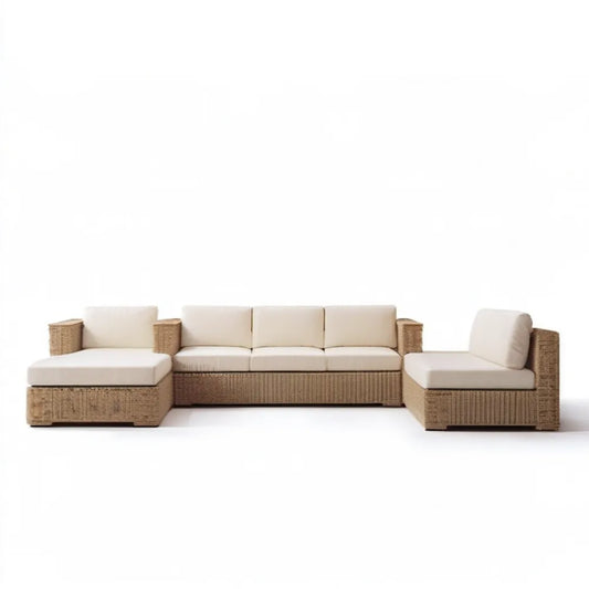 Modułowy komplet wypoczynkowy z technorattanu Beżowy/Kremowy 360 × 80 × 65 cm
