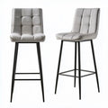 Tapicerowany hoker barowy z weluru poliestrowego, szary/czarny, 43 x 52 x 102 cm
